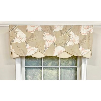 RLF Home Calla Petticoat Valance 3" Rod Pocket Contrast Bottom Fabric, 50" x 15"