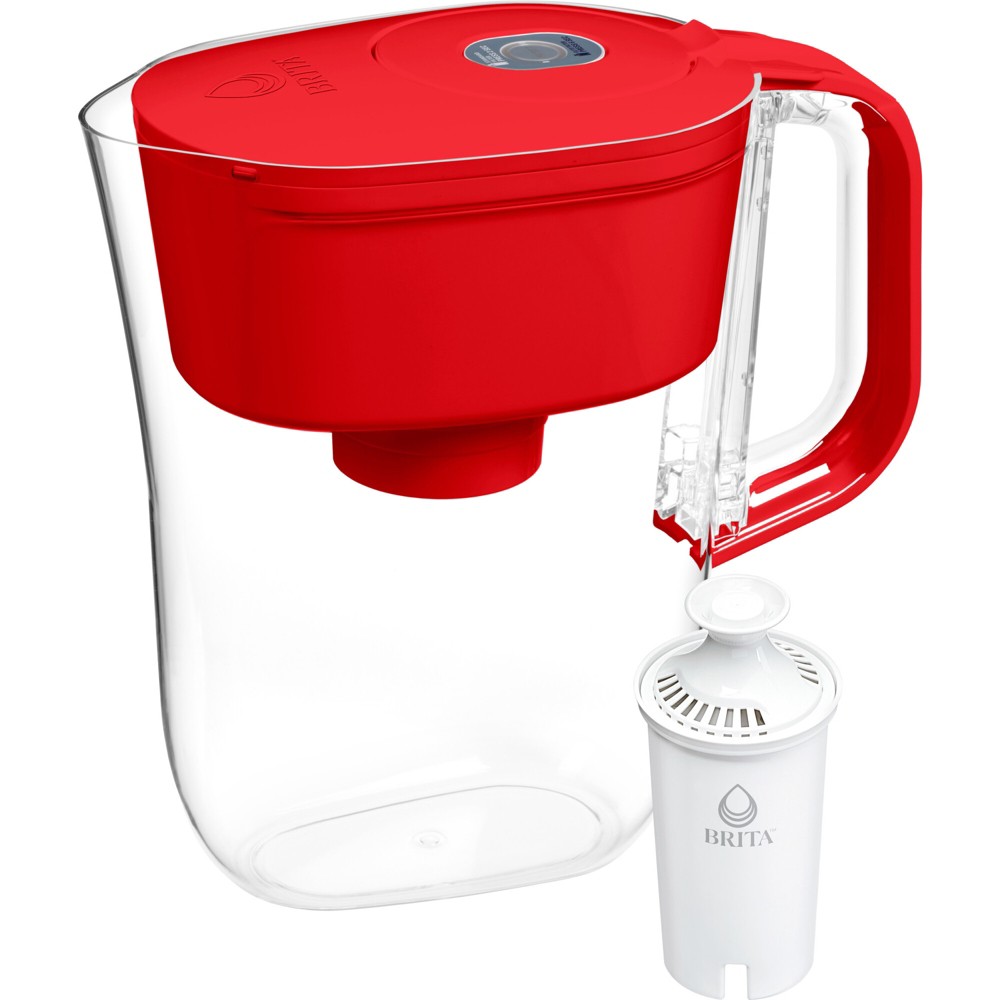 Brita Water Filter 6-Cup Denali Water Pitcher Dispenser with Standard Water Filter - Fiery Red