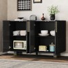 Whisen Retro Buffet Cabinet with Storage, 4-Door Vintage Fluted Sideboard Cabinet - 2 of 4