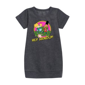 Girls' - Hey Arnold! - Arnold and Friends Graphic Short Sleeve Fleece Dress - 1 of 3