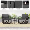 ALAULM 3 Pieces Patio Furniture Set, Outdoor Aluminum Swivel Gliders Rocker, Rocking Chair with Tempered Glass Table - 4 of 4