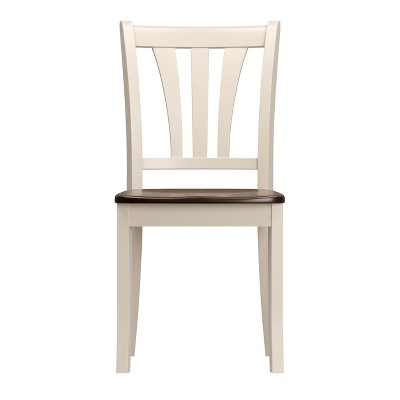 High Ladderback Cream and Brown Wood Side Chair Set
