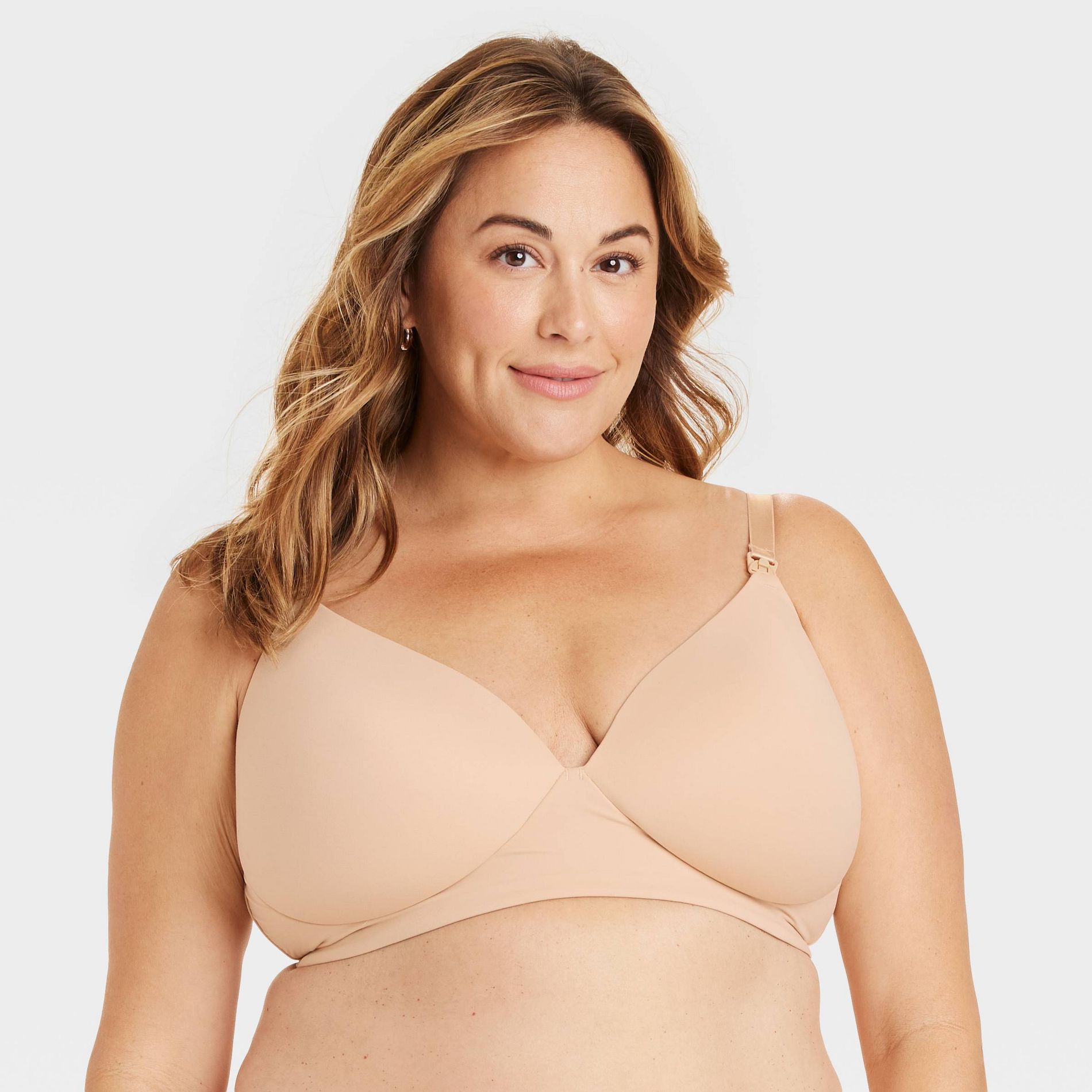 Women's Wirefree Absorbent Nursing Bra - Auden™ Soft Beige 36B: Molded Wireless Cups, Adjustable Convertible Straps
