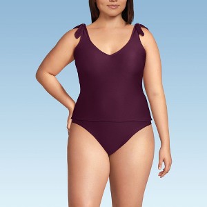 Lands' End Women's Ottoman Rib Tie Shoulder Tankini Top - 1 of 4