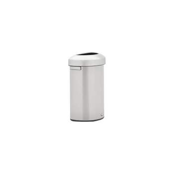 RUBBERMAID COMMERCIAL PRODUCTS Trash Can: Stainless Steel, Flat with Top  Opening Top, Silver, Smooth