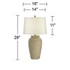 John Timberland Austin Rustic Table Lamp 28" Tall Sand Toned Cream Linen Drum Shade for Bedroom Living Room Bedside Nightstand Office Kids Family Home - 4 of 4