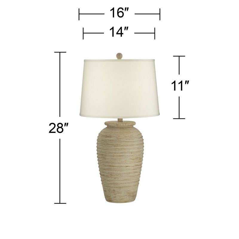 John Timberland Austin Rustic Table Lamp 28" Tall Sand Toned Cream Linen Drum Shade for Bedroom Living Room Bedside Nightstand Office Kids Family Home, 4 of 10