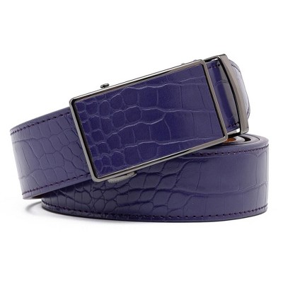 Braveman | Men's Genuine Leather Crocodile Design Dress Belt with Automatic Buckle
