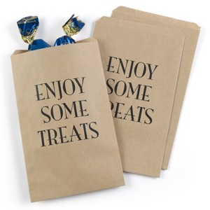 25ct Enjoy Some Treats Treat Bags - Kraft: Hortense B. Hewitt Gift & Party Favor Bags, Brown, 7.5" x 2" x 0.1", 25 Pack - 1 of 1