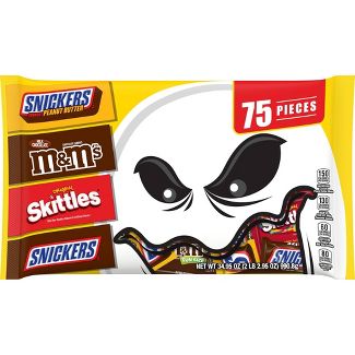 M&M's, Skittles, Snickers Halloween Fun Size Candy Variety Pack - 34.95oz/75ct