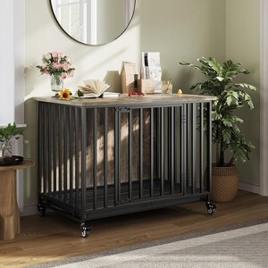 Heavy Duty Dog Crate Furniture with Wheels, 39'' Dog Kennel Furniture with Removable Tray - 1 of 4