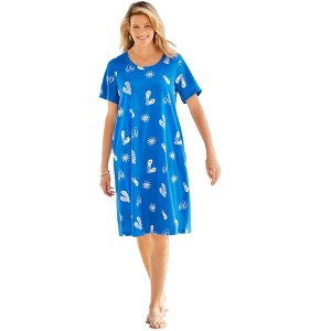 Woman Within Perfect Short-Sleeve Crewneck Tee Dress - 1 of 4