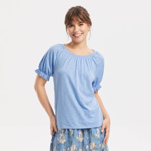 トップス PUFF SLEEVE COMPACT KNIT TOPS Women's Puff Short Sleeve Knit Top - Universal Thread™ : Target