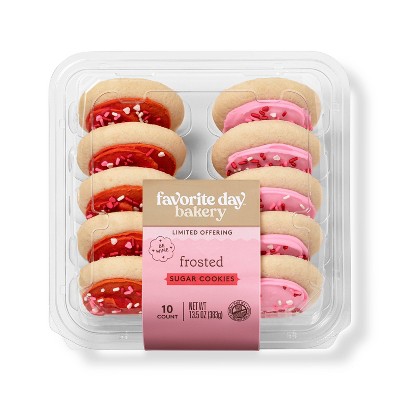 Valentine's Day Pink & Red Frosted Cookies - 13.5oz/10ct - Favorite Day™