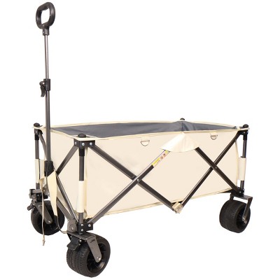 YONWAY Collapsible Folding Wagon,Heavy Duty Utility Beach Cart with Adjustable Handle and Drink Holder,for Shopping,Camping,Outdoor