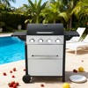 BAOURE 4-Burner Propane Gas BBQ Grill, 34,200 BTU Outdoor Barbecue with Dual Foldable Side Tables & Stainless Steel Warming Rack - 3 of 4