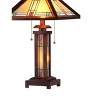 Chloe Lighting Aaron Tiffany-Style 3 Light Mission Double Lit Wooden Table Lamp 15" Shade - 4 of 4