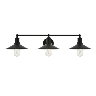 Etude Black Metal 3-Light Wall Sconce with Cone Shades