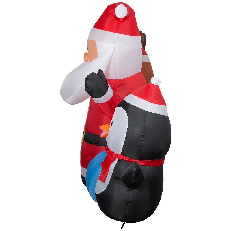 Gemmy Christmas Inflatable Santa, Reindeer and Penguin Trio, 4.5 ft Tall, Multi, 3 of 7