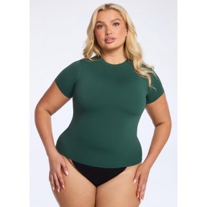 She's Waisted Women's SnatchedKnit Sculpting Tee T-Shirt - 1 of 4