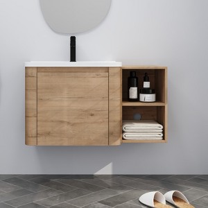 GDFStudio Nibley Wall-Mounted Bathroom Vanity with Ceramic Sink - 1 of 4