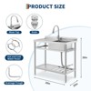Stainless Steel Utility Sink,  Freestanding Single Bowl with Storage Shelf, Pull-Out Hot & Cold Faucet - 2 of 4