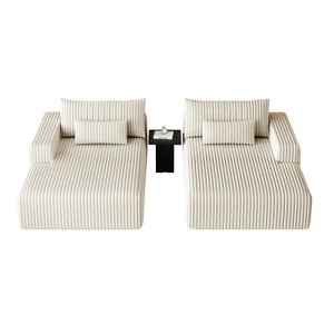 GDFStudio Candy 2 pcs Oversized Corduroy 150" W Upholstered Sofa Bed, 75" D Chaise Lounge - 1 of 4