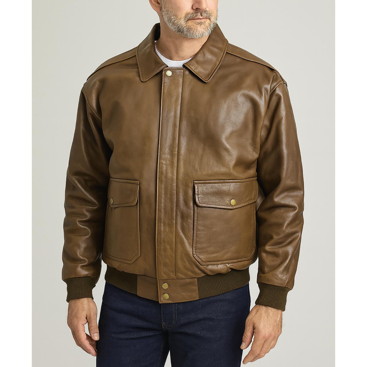 Мужская куртка Victory Outfitters Classic Leather Aviator Jacket Brown, цвет: Коричневый — фото 1