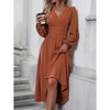 Coolmee Women's Fall Boho Long Dress V Neck Dots High Waisted Wedding Guest Vacation Maxi Dresses - 3 of 4