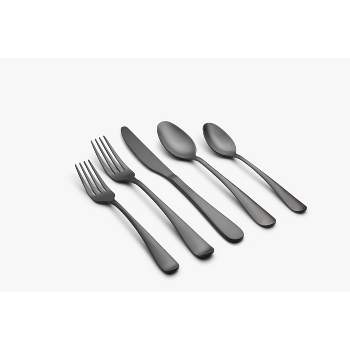SHARECOOK Matte Black Silverware Set 20-Piece Stainless Steel Flatware Set Service for 4 Satin Finish Tableware Cutlery Set for Home and Restaurant di