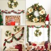 16" Christmas Wreath for Front Door,  Xmas Door Wreath with Balls, Artificial Flowers, Berries & Pine Cones for Fireplace Wall Window Table - 4 of 4