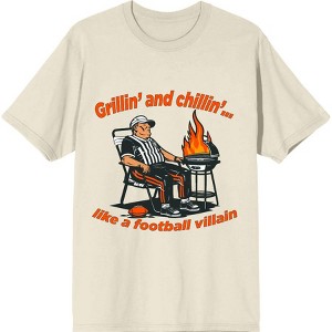 Grillin' and Chillin' Like A Football Villain Adult Crew Neck Short Sleeve Tee - 1 of 2