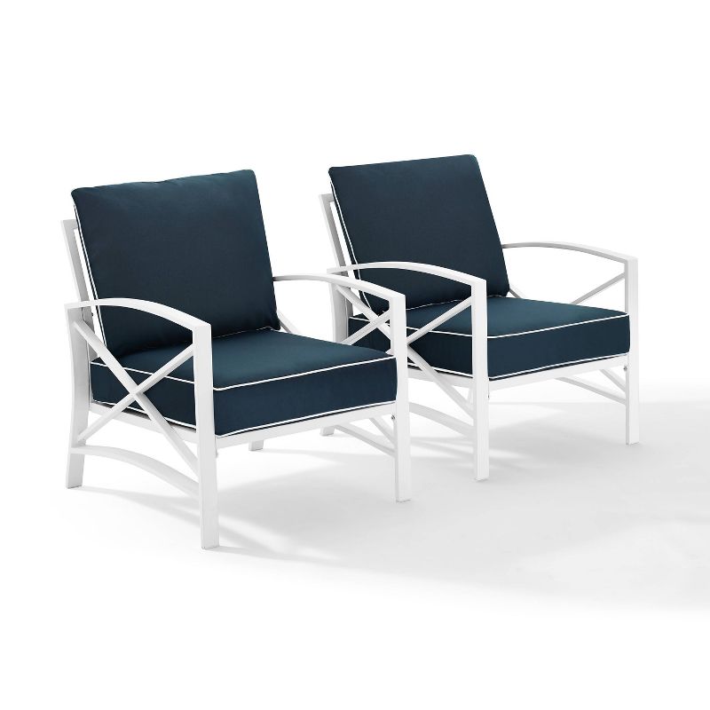 Kaplan 2pc Outdoor Accent Chairs - Navy/White - Crosley, 3 of 8