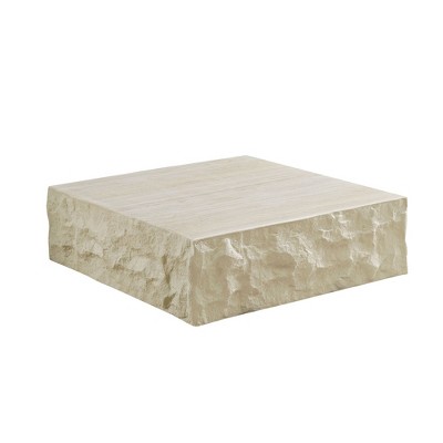 NicBex Fiberglass Cream Style Simple Coffee Table,Elegant Shape Side Table,Center Table for Living Room,Bedroom