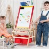 SEVOBAL Doodle Mats and Boards 3-in-1 Kids Art Easel Double-Sided Magnetic Board Paper Roll with Accessories, Red, 26.32"*22"*18.05" - 3 of 4