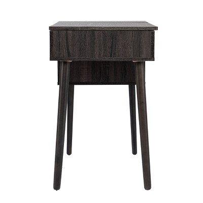 Harzen Sleek Black Vanity Desk with Hidden Storage and Flip-Up Mirror