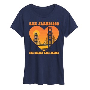 Women's - Instant Message - San Fran Golden Gate Heart Short Sleeve Graphic T-Shirt - 1 of 4