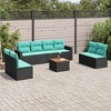 vidaXL 9 Piece Patio Sofa Set with Cushions - Black and Blue - 2 of 4