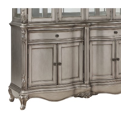 Ariadne 92" Antique Platinum China Cabinet with Glass Shelves