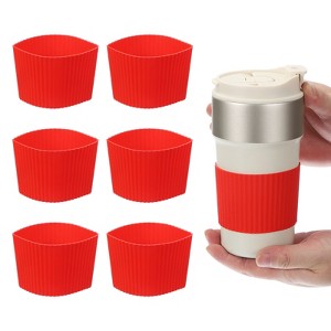 Unique Bargains Silicone Protective Heat Resistant Non Slip Coffee Cup Sleeve 6 Pcs - 1 of 4