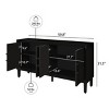 60'' Rustic American Farmhouse Storage Cabinet,Antique Wood TV Stand with Adjustable Shelves,Credenza with Symmetrical Sunburst Doors-Coolbibila - 4 of 4