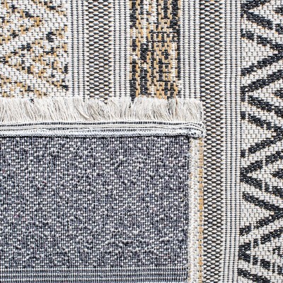 Ivory Geometric Flatweave Synthetic Rug - Easy Care 5'x7'