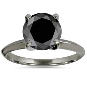 Pompeii3 3ct Black Diamond Solitaire Engagement Ring 14K Black Gold - 1 of 4