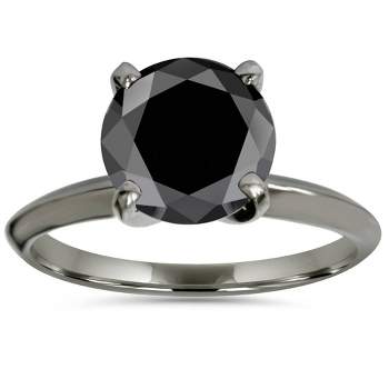 Pompeii3 2ct Black Diamond Solitaire Engagement Ring 14K Black Gold - Size 9