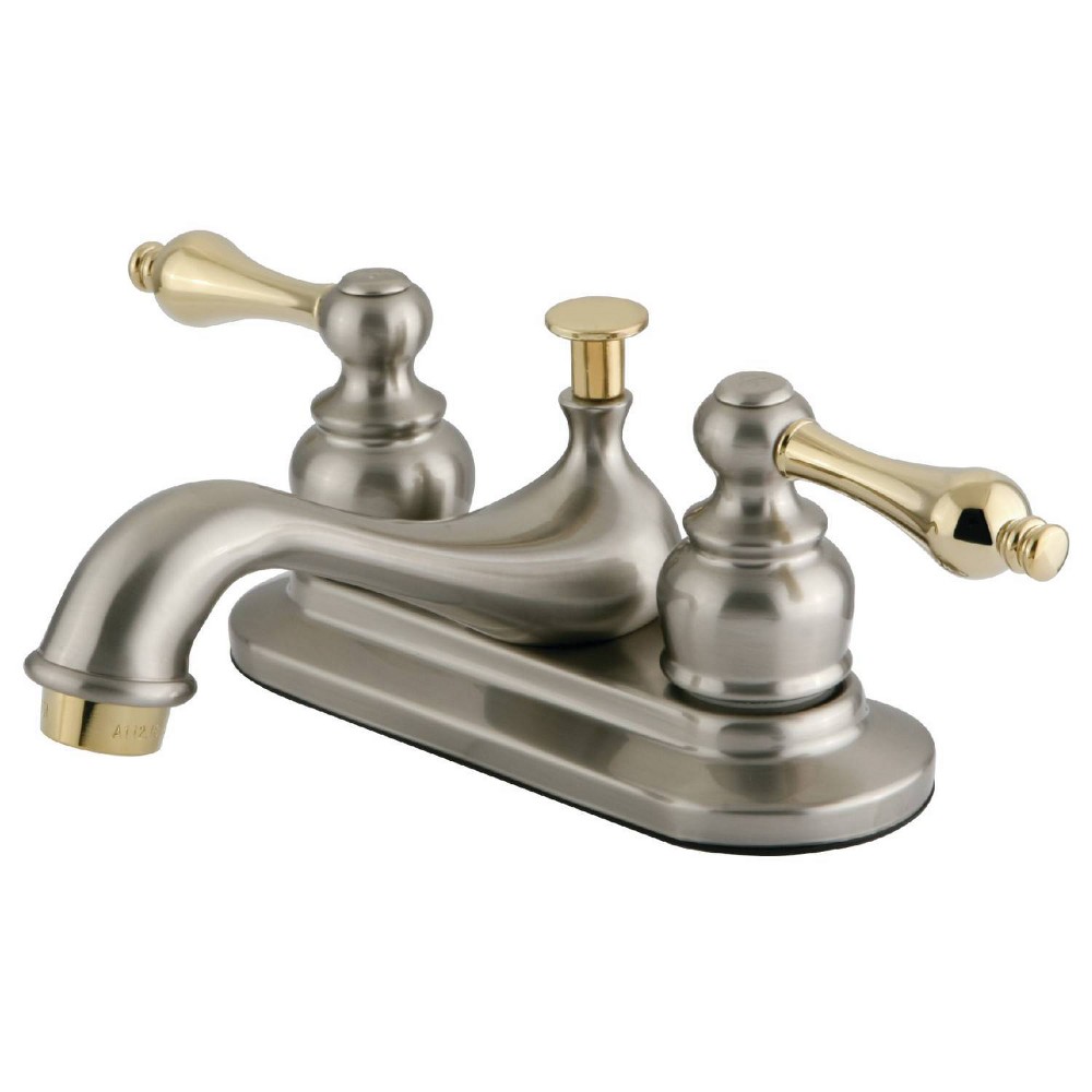 Photos - Tap Kingston Brass Traditional Bathroom Faucet Satin Nickel and Polished Brass - Kingston Bra 