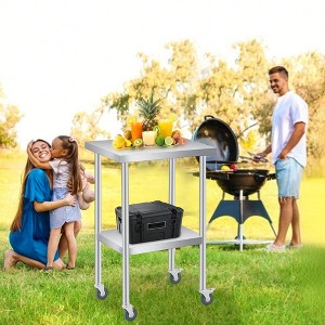 Stainless Steel Prep Table, with Backsplash, Commercial Heavy Duty Table with Adjustable Under Shelf for Outdoor Use,Restaurants,Hotels,Works - 1 of 4