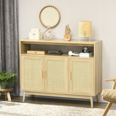 NicBex 30"/31.5"/47.25"/53.5" Rattan Sideboard,Kitchen Storage Cabinets with Rattan Doors and Shelves for Kitchen and Dining Room,Brown