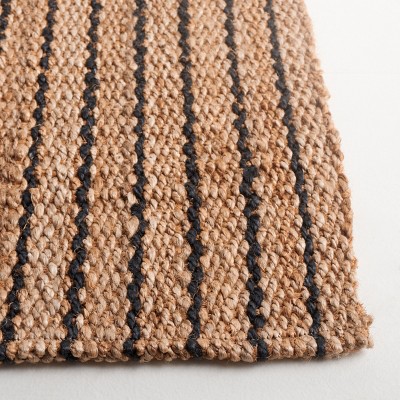 Handmade Black and Natural Jute Stripe 4' x 6' Area Rug