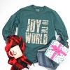 Joy To The World Block Distressed - Women's Garment Dyed Long Sleeve Graphic T-Shirt - 2 of 4