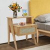 YIYIBYUS Modern Bamboo Nightstand End Table with Drawer and Solid Wood Feet, Bedside Table Sofa Side Table - 2 of 4